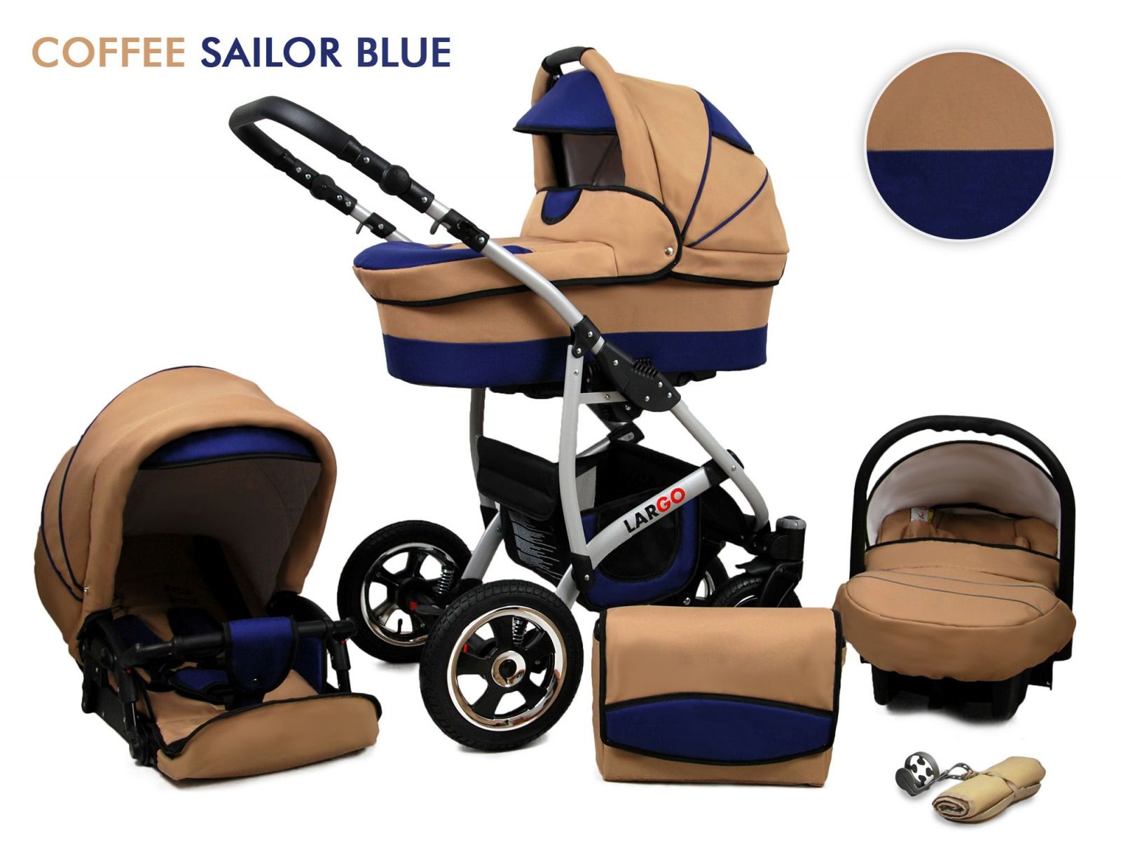 Raf-Pol Baby Lux Largo 2v1 2023 Coffe Sailor Blue + u nás ZÁRUKA 3 ROKY⭐⭐⭐⭐⭐