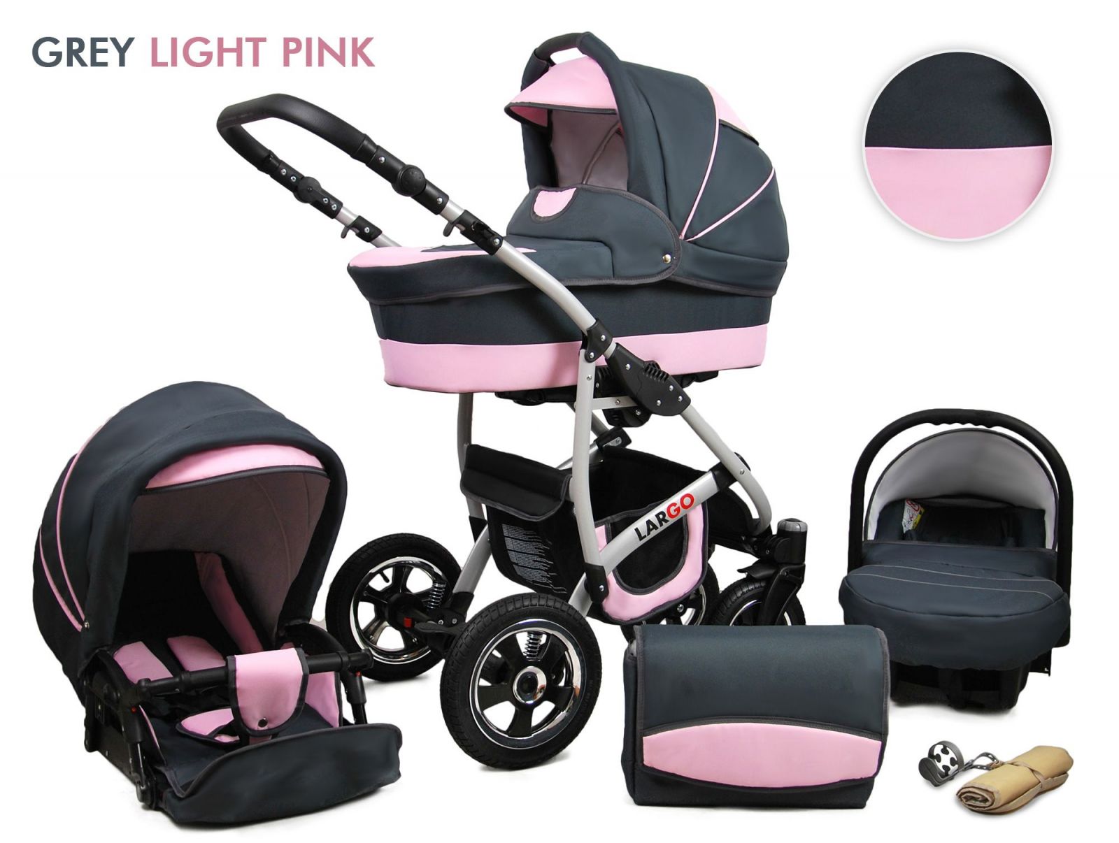 Raf-Pol Baby Lux Largo 2v1 2023 Grey Light Pink + u nás ZÁRUKA 3 ROKY⭐⭐⭐⭐⭐