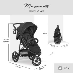 Hauck Rapid 3R Black 2023 + u nás ZÁRUKA 3 ROKY⭐⭐⭐⭐⭐